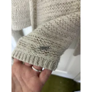 Abercrombie & Fitch Beige Wool Blend Open Front Knit Cardigan S Minimal Neutral thumbnail 4