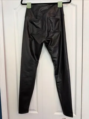 HALARA Black Faux Leather High-Waist Skinny Leggings - Medium thumbnail 2