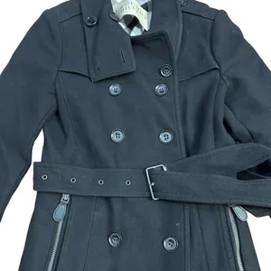 Burberry Brit Double Breasted Belted Virgin Wool Trench Coat thumbnail 3