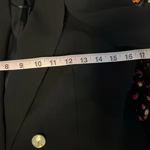Zara Double Breasted Black Blazer Gold Buttons Padded XS thumbnail 9