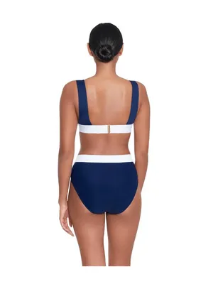 Lauren Ralph Lauren Bel Air Banded High Waist Bikini Bottom Blue / White 10 thumbnail 6
