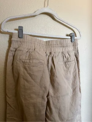 Quince Linen Wide Leg Pants Sz M Tan Neutral Drawstring thumbnail 8
