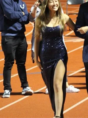 Windsor Navy Sequin Spaghetti-Strap Maxi Dress thumbnail 2