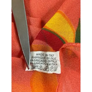 Made in Italy Orange Floral Scarf 100% Polyester Sheer Lightweight Wrap thumbnail 5
