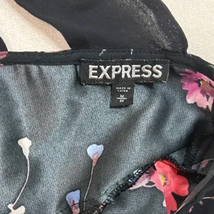 Express Black Multicolor Floral Women's Blouse thumbnail 5