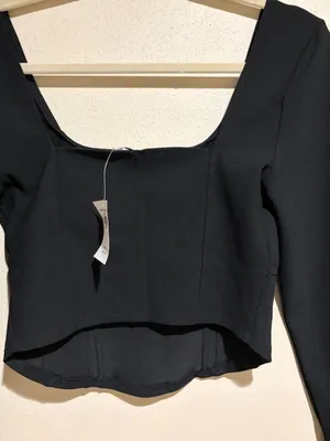 Abercrombie & Fitch Black Long Sleeve Corset Crop Top thumbnail 9