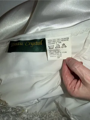 Beautiful Vintage 90s Beau Crystal White Satin Wedding Gown thumbnail 7