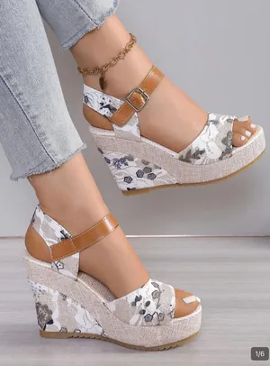 SheIn Gold and blue wedge heels thumbnail 1