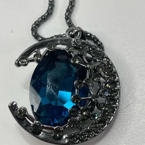 Beautiful Royal Blue Crescent Moon Necklace Goth Whimsical Gypsy Whimsigoth thumbnail 7