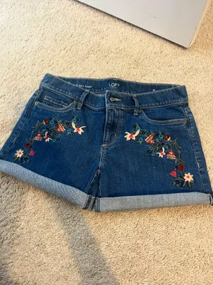 Loft Embroidered Denim Shorts Floral thumbnail 2