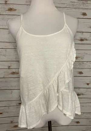 A.L.C. coquette white linen ruffled wrap top Size Small thumbnail 1