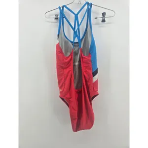 Speedo One Piece Swimsuit Womens 26 Red Blue Colorblock Flyback Strappy Training thumbnail 4