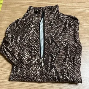 Nils Brown Animal Print Long Sleeve Quarter Zip Top S thumbnail 4