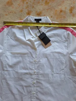 NWT Halogen Nordstrom M White Shirt Pink Satin D-Ring Utility Straps Oversized thumbnail 7
