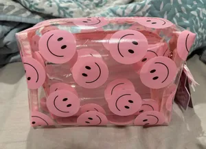 The Vintage Bag Comoany Pink Smiley Face cosmetic bags thumbnail 1