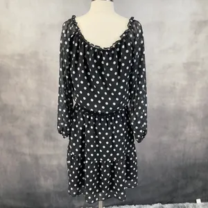 Boston Proper Polka Dot Dress Women Small Flowy‎ Smocked Preppy Parisian Chic thumbnail 3