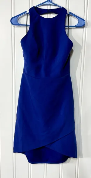 Keepsake The Label Royal Blue Halter Neck Asymmetrical‎ Mini Dress Size Small thumbnail 1