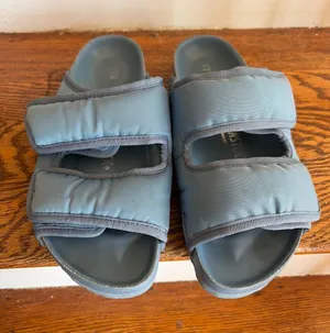 Birkenstock Arizona‎ Cosny 1774 Blue Grey Padded Quilted Slide Sandals Size 7 thumbnail 1