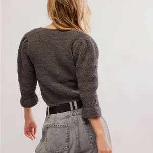 Free People Geo Floral Cardi - Charcoal Grey thumbnail 2