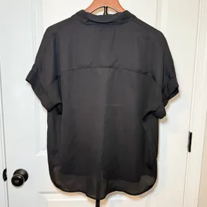Lulus Black Sheer Blouse Size L Short Sleeve Relaxed Fit Boho Minimalist Chic thumbnail 2