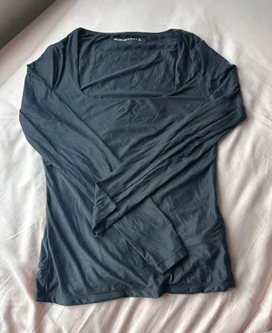 Abercrombie & Fitch Soft Matte Black Squareneck Long Sleeve Top thumbnail 1