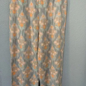 Zara‎ New Flowy High Waist Wide Leg Printed Pants with Self Belt Size L 8372/115 thumbnail 9