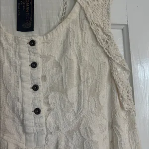 New Romantics Free People Elegant Cream Lace Sleeveless Top thumbnail 4