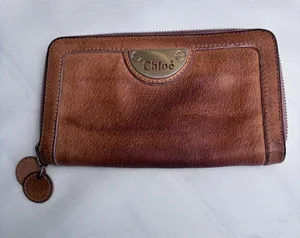 Chloé Eclipse Zip Around Continental Wallet Vintage Tan Leather Gold Hardware thumbnail 1