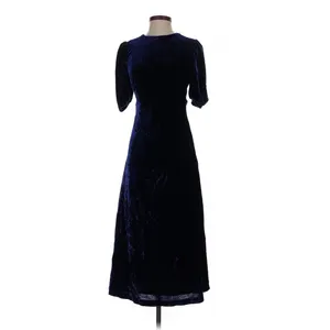 Bardot Navy Blue Velvet Open Back Tie Midi Dress XS Dark Romance Whimsigoth thumbnail 3