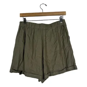 NWT Molly Bracken Premium Solid Linen Blend Shorts Olive Green Summer Size S thumbnail 4
