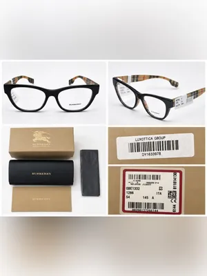 Burberry Black Cat-Eye Glasses with Signature Check Temples thumbnail 4