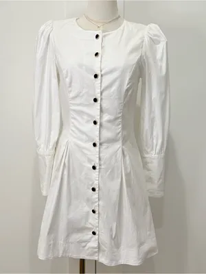 Reformation Lovisa Long Sleeve Mini Dress 6 White Button Down Feminine City Chic thumbnail 4
