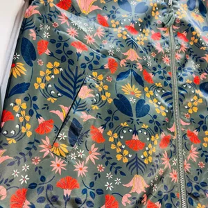 Francesca's Mi‎ Ami Floral Velvet Bomber Jacket Olive Green Satin Large NWOT thumbnail 4