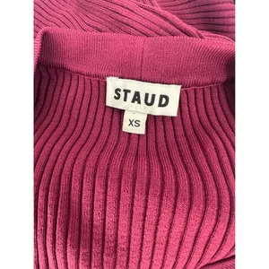 STAUD Shoko Ribbed Knit‎ Button Front Maxi Dress Burgundy XS thumbnail 11