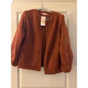 NEW Sherpa Fleece Jacket Faux Wool Embedded Lantern Sleeve Pockets M thumbnail 3