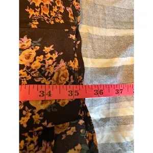 Floral Smocked Mock Neck Long Sleeve Mini Dress Black Brown Orange Medium Boho thumbnail 9
