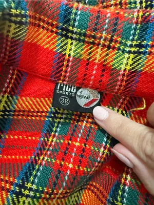 Vintage Rice Sportswear Red Plaid Cropped Jean Jacket thumbnail 4