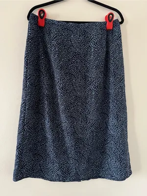 Vintage Blue Botanical Print Midi Skirt Large Cottagecore Church Modest Romantic thumbnail 2
