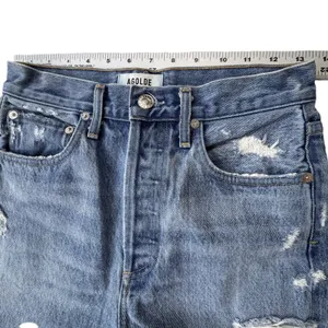 AGOLDE‎ 90s Jean Womens 23 High Rise Straight Leg Distressed Blue Denim Grunge thumbnail 10