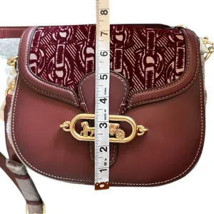 Coach Elle Saddle Bag with Signature Chain Print Style #F38111 in Burgundy Red thumbnail 9