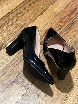 BUEUPU Black Patent Pointed Toe Heels Size 7.5 | Classic Dress Pumps thumbnail 3