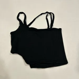FP Movement Black Ribbed Double Strap Crop Cami Tank Top Small thumbnail 2