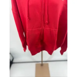 Victoria’s Secret Pink Full Zip Campus Hoodie Drawstring Logo NWT Red M thumbnail 10