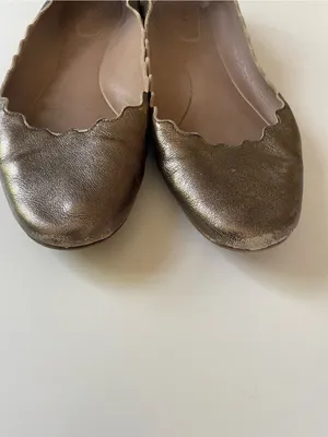 Chloé Lauren Metallic Bronze Leather Scalloped Ballet Flats Size 39.5 / US 9 thumbnail 3