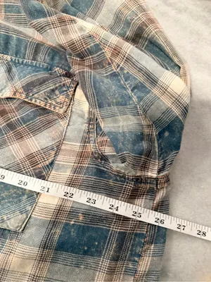 Arizona Jean Co Size L Plaid Acid Wash Flannel Shirt Oversized Grunge Shacket thumbnail 8