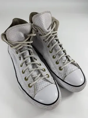 Converse Chuck Taylor All Star White Perforated Leather Hi Top Sneakers W 10 Est thumbnail 1