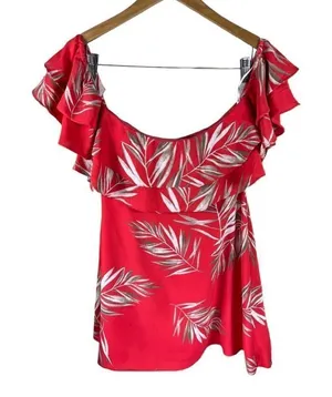 Lulus Be-Leaf The Hype Coral Pink Off-the-Shoulder Mini Dress thumbnail 1