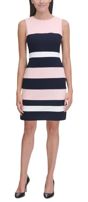 NWT Tommy Hilfiger Sheath Dress Ballerina Pink / Sky Captain / Ivory 6 thumbnail 1