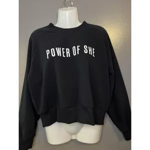 Athleta Sweatshirt Womens Medium Black Power Of She Fleece Raglan Pullover thumbnail 2