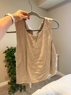Tan linen tank top Abercrombie thumbnail 3